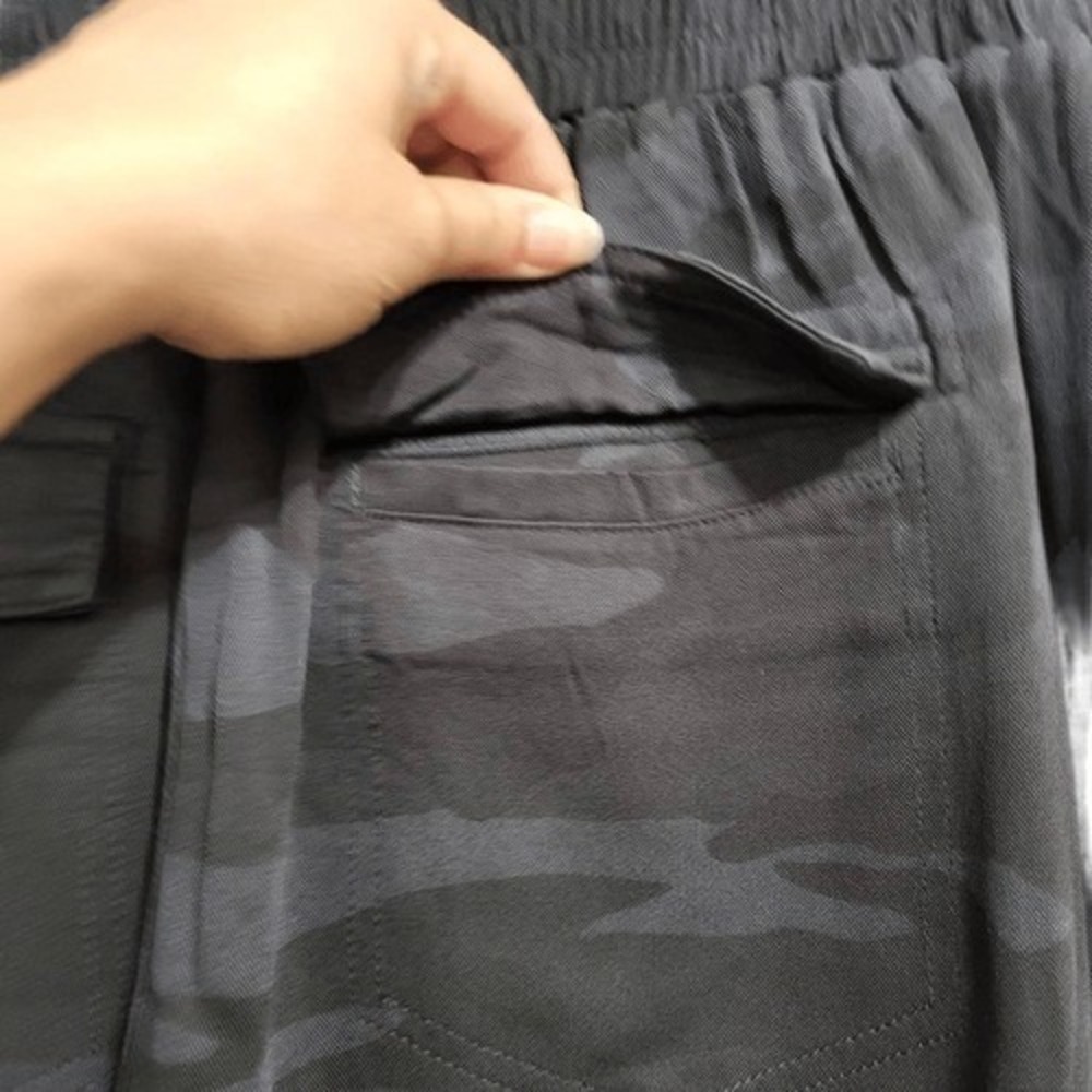 Splendid Womens Camo Jogger Pants Black Grey Elastic Waist Relaxed Fit Large - Picture 4 of 14
